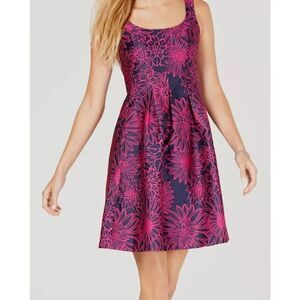NEW Pappagallo Jacquard Fully Embroidered Orchid Floral Sleeveless Dress Size 10